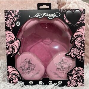 Ed Hardy Pink Skull Design Headphones